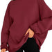 Color-Burgundy-Women Clothing Hooded Pullover Oversized Loose Casual Brushed Hoody-Fancey Boutique