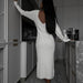 Long Sleeve Mid Length Fall Winter Sweater Dress Backless Tight Sexy Slit Knitted Dress for Women-Fancey Boutique