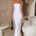 Color-White-Summer Bright Silk Bandeau Sexy Maxi Dress-Fancey Boutique