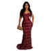 Color-Wine Red-Women Wear Solid Color Sequ Sexy Sling Maxi Dress-Fancey Boutique