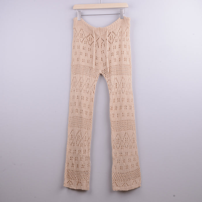 Color-Apricot-Hand Crochet Hollow Out Cutout out Strap Beach Pants Women Casual Trousers-Fancey Boutique