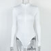 Color-White-Autumn Winter Bottoming Shirt Women Clothing Long Sleeve Zipper Tight Bodysuit-Fancey Boutique