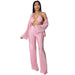 Color-Pink-Sexy Pleated Cardigan Three-Piece Set Women-Fancey Boutique