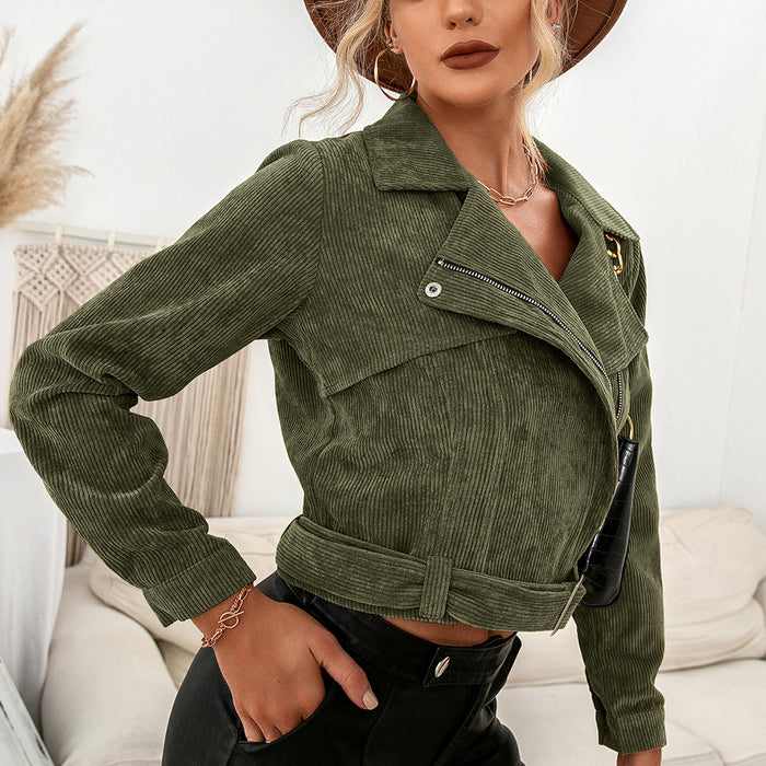 Color-Army Green-Women Clothing Autumn Winter Casual Short Shipment Zipper Jacket Coat for Women-Fancey Boutique