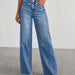 Loose Wide Leg Side Seam Stitching Frayed Hem Jeans Women-Fancey Boutique