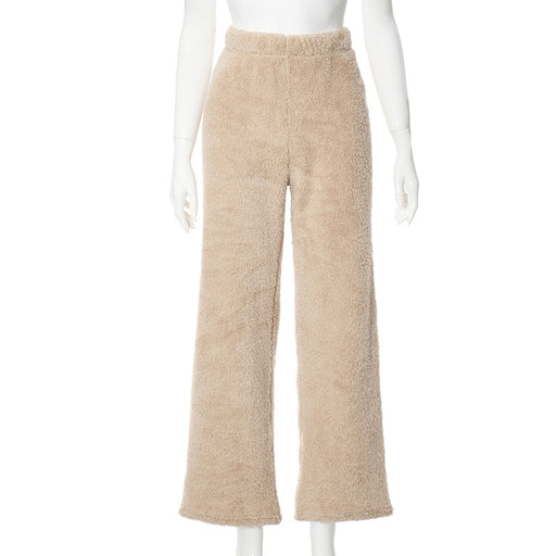 Color-camel-Autumn Winter Women Wide Leg Pants Casual Trousers Loose Fitting Personality Velvet Pants-Fancey Boutique