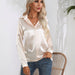 Color-Gold-One Button Satin Shirt Women Shirt Long Sleeve Shirt Spring Summer Women Clothing-Fancey Boutique