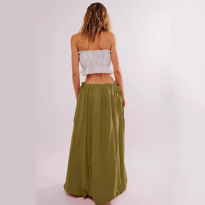 Elegant Bud Long Skirt Women Clothing Solid Color Tied Bow Casual Skirt Umbrella Skirt-Fancey Boutique