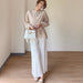 Spring Summer Women Wide Leg Pants Elastic Waist Linen Cotton Straight Flare Pants Trousers for Women-Fancey Boutique