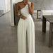Color-White-Same as Web Celebrities Concise Sexy One Shoulder Asymmetric Comfortable Jumpsuit-Fancey Boutique