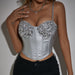 Color-Trendy Fashionable Sequ Night Club Steel Ring Boning Corset Slim Fit Cropped Backless Sexy Vest-Fancey Boutique