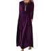 Color-Purple-Spring Gold Velvet Slimming Crew Neck Maxi Dress-Fancey Boutique