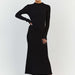 Autumn Winter Knitting Stringy Selvedge Dress Waist Tight Turtleneck Messy Sunken Stripe Core Spun Yarn Slimming Knitted Maxi Dress Women-Fancey Boutique