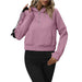 Color-Lavender-Ladies Half Zip Pullover Sweatshirt Short Chic Sweatshirt-Fancey Boutique
