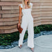 Color-White-Summer Solid Color Pocket Casual Loose Wide Leg Jumpsuit-Fancey Boutique