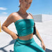 Color-Lake Blue Tube Top-Spring Summer Tube Top Contrast Color Line Skinny Sheath Long-Sleeved Suit-Fancey Boutique