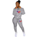 Color-Gray-Offset Printing Lettered Casual Sports Suit-Fancey Boutique