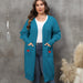 Color-Blue-Women plus Size Women Clothes Mid Length Woven Sweater Love Double Pocket Lantern Sleeve Sweater Cardigan-Fancey Boutique