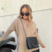 Color-Light Brown-Ladies Autumn Winter Sweater Cotton Oversized Solid Color Rib Fabric Patchwork Hoodie-Fancey Boutique