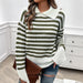 Autumn Winter Women Casual Loose Lapels Striped Long Sleeve Sweater-Fancey Boutique