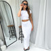 Color-White-Spring Summer Women Clothing Cropped T shirt High Waist Sheath Skirt Casual Suit-Fancey Boutique