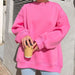 Color-Pink-Autumn Winter Solid Color Loose Sweater Street Oversize Pullover Sweater Office Wear-Fancey Boutique