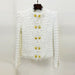 Color-White-Goods Autumn Winter Star Tassel Fringe Tweed Stand Collar Slim Fit Jacket-Fancey Boutique