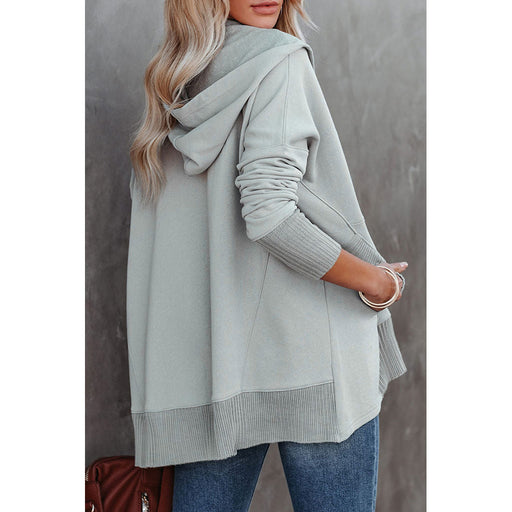 Color-Gray-Loose Hooded Sweater Women Mid Length Autumn Winter Solid Color Casual Bottoming Shirt Top-Fancey Boutique