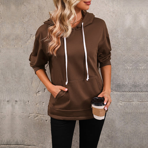 Color-Coffee brown-Women Wear Solid Color Long Sleeved Sweater Women Autumn-Fancey Boutique
