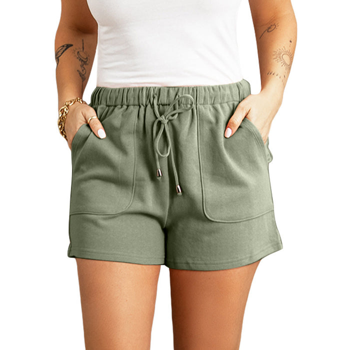 Color-Green-Casual Pants Women Summer Solid Color New High Waist Straight Drawstring Loose Casual Shorts Women-Fancey Boutique