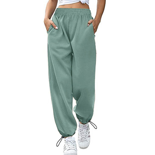 Color-Green-Spring Summer Women Clothing Loose Casual Sports Drawstring Wide Leg Ankle Banded Pants Women Plus Size-Fancey Boutique