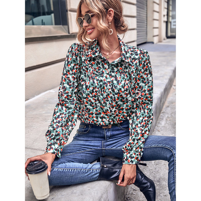 Color-Multi-Spring Long Sleeve Printed Shirt Women-Fancey Boutique