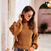 Color-Khaki-Women Autumn Winter Elegant Graceful Niche Design Turtleneck Soft Glutinous Knitted Sweater-Fancey Boutique