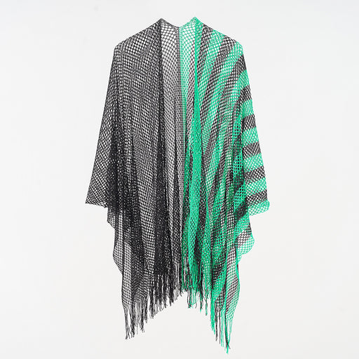 Sexy Mesh Sunscreen Striped Sunscreen Shawl Scarf Women Shawl-Green-Fancey Boutique