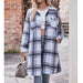 Color-Dark Grey-Women Autumn Winter Ladies Casual Flannel Plaid Shirt Long Coat-Fancey Boutique