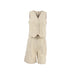 Khaki Cotton Linen Sleeveless Vest Waistcoat Pants Summer Arrival Two Piece Set-Fancey Boutique