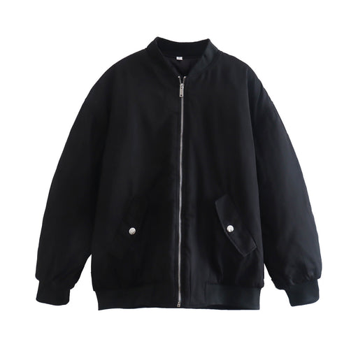 Color-Black-Summer Women Street Loose Jacket Cotton Coat Jacket-Fancey Boutique