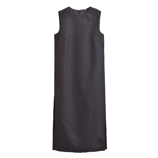 Color-Black-Commuting Elegant Split Straight round Neck Sleeveless Minimalist Long Vest Dress-Fancey Boutique