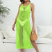 Color-fluorescent green-Women Vest Women Clothing Hollow Out Cutout Split Woven Shirt Beach Beach Cover Up Dress-Fancey Boutique