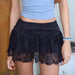 Color-Black-Girl Lace See Through Thin Sexy Low Waist Solid Color All Matching A Line Miniskirt Spring Summer-Fancey Boutique