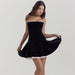 Women Clothing Gold Velvet Sexy Tube Top A line Dress Slim Fit Backless Winter Dress Sexy Dress-Black-Fancey Boutique