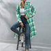 Color-Green-Women Clothing Autumn Winter Plaid Single-Breasted Long Trench Coat-Fancey Boutique