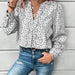 Color-White-Spring Summer V Neck Pullover Leopard Print Shirt Printed Long Sleeved Shirt Office Women Shirt-Fancey Boutique