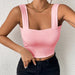 Camisole Wide Shoulder Strap Sleeveless Outerwear Top Sexy Slim Fit Sexy Back-Pink-Fancey Boutique