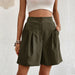 Color-Army Green-Summer Women Clothing Solid Color High Waisted Shorts Women Summer-Fancey Boutique