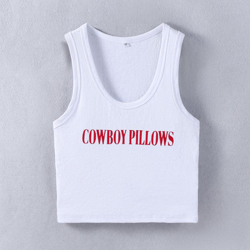 Color-White-Cowboy Pillows Street Trendy Short Vest Women Top Summer-Fancey Boutique