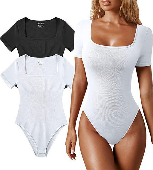 Color-White-Women Summer Women Yoga Jumpsuit Workout Ribbed Short Sleeve Sports Jumpsuit-Fancey Boutique