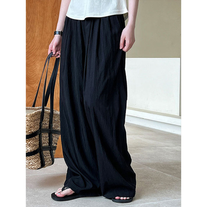 Thin Elastic Waist Drooping Wide Leg Pants Women Summer Relaxed Sense Mop Pants Yamamoto Pants-Fancey Boutique