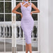 Color-Lavender-Dress Spring Bandage Dress Simple Sexy Stand up Collar Hollow Out Cutout Backless Slim Fit Dress-Fancey Boutique