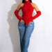 Color-Red-5-Autumn Winter Knitting Hand Crochet Turtleneck Faux Sleeve Finger Hole Irregular Asymmetric Top-Fancey Boutique